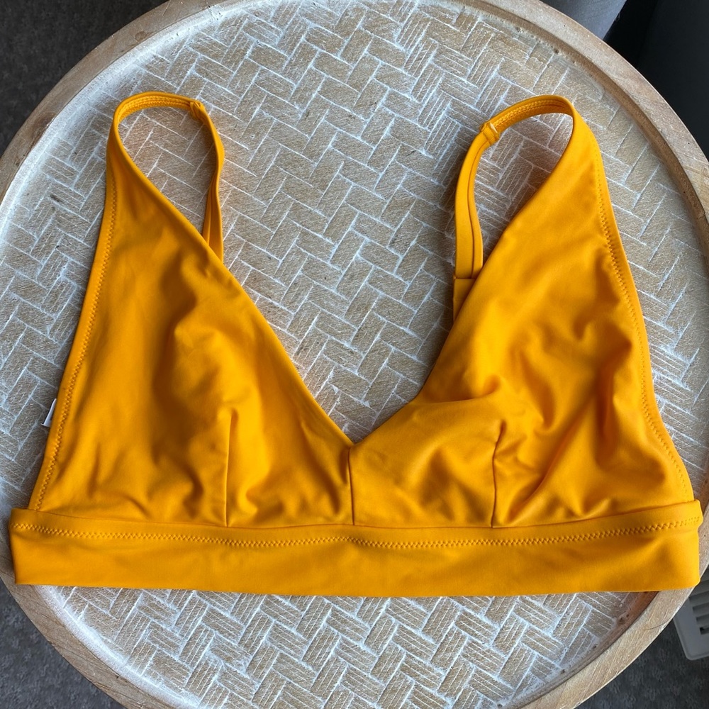 Aerie V Neck Scoop Triangle Bikini Top in Yellow
